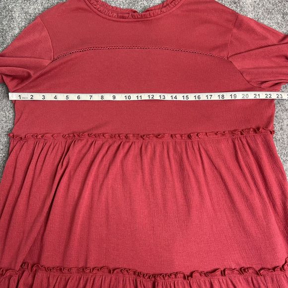 Knox Rose Dress Womens XXL Short Sleeve Babydoll Keyhole Back Dark Red - Picture 5 of 8